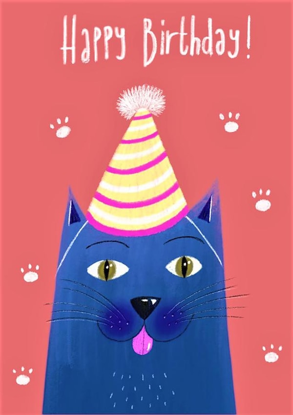 cat from the cat Birthday Card 21943 created by Claire Vessey Art