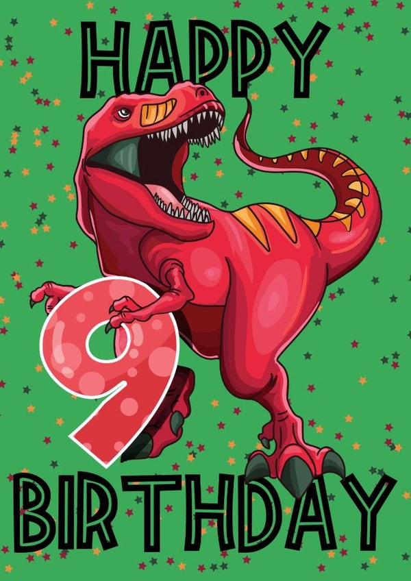 9th Birthday T-Rex Dinosaur card created by Love Gifts