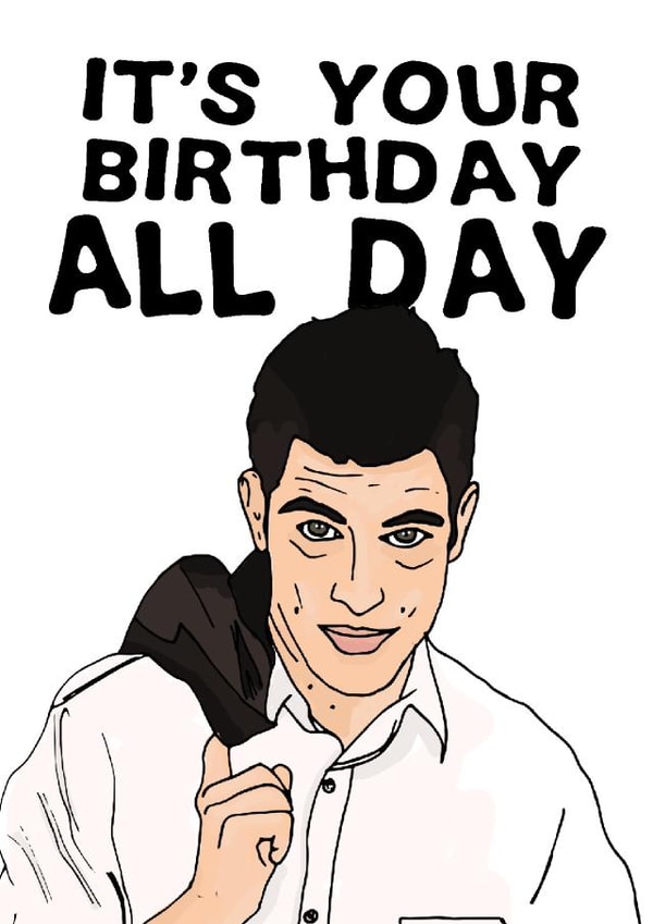 Winston Schmidt new girl Birthday Card 21802 created by Freckle & Specs