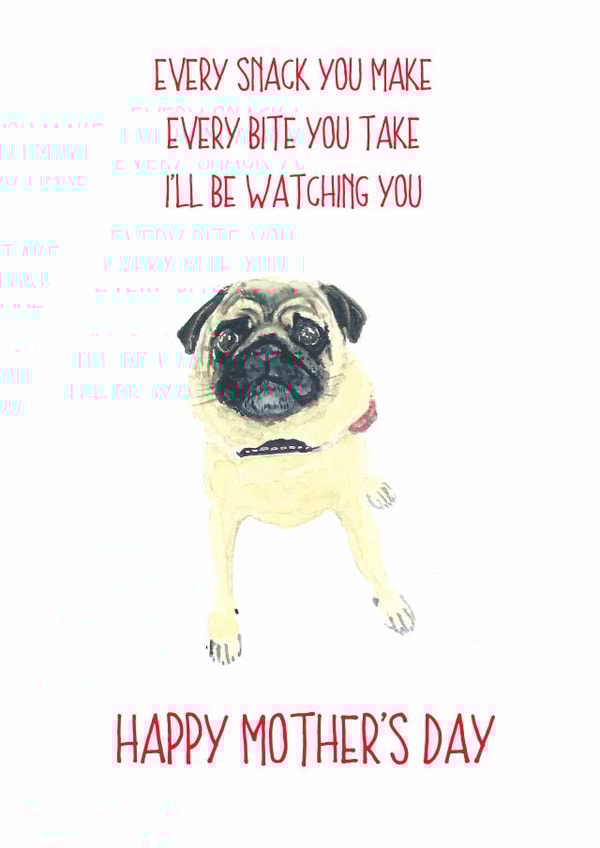 pug from the dog Mothers Day Card 14249 created by Sarah Maddox