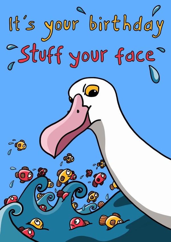Stuff Your Face seagull birthday card created by Sunny and Pea