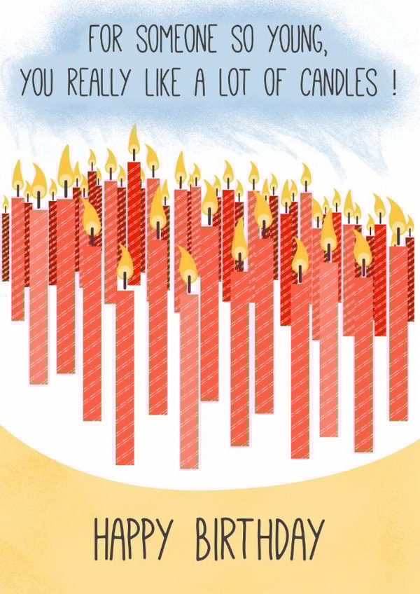 Lot's of candles, Birthday Cake created by @simonwelchillustration