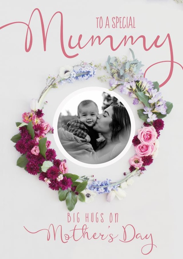 Pretty Personalised Wreath Mother's Day Card / Photo Card - To A Special Mummy Big Hugs On Mother's Day created by Love Lila Photography