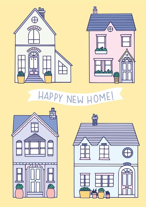 Pretty Graphic New Home Card - Houses - Happy New Home! created by Emma Tobey Illustration