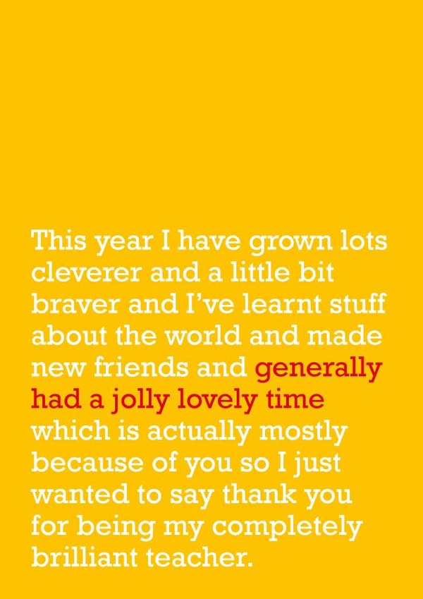 Teacher Card - End Of Term created by The Right Lines