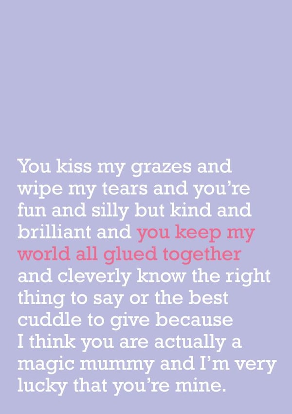 Heartfelt Mothers Day Card - Poem - You Keep My World All Glued Together created by The Right Lines