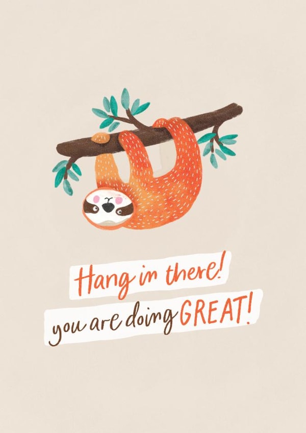 Cute Sloth Support Card - Hang in There! created by Nicky Laatz