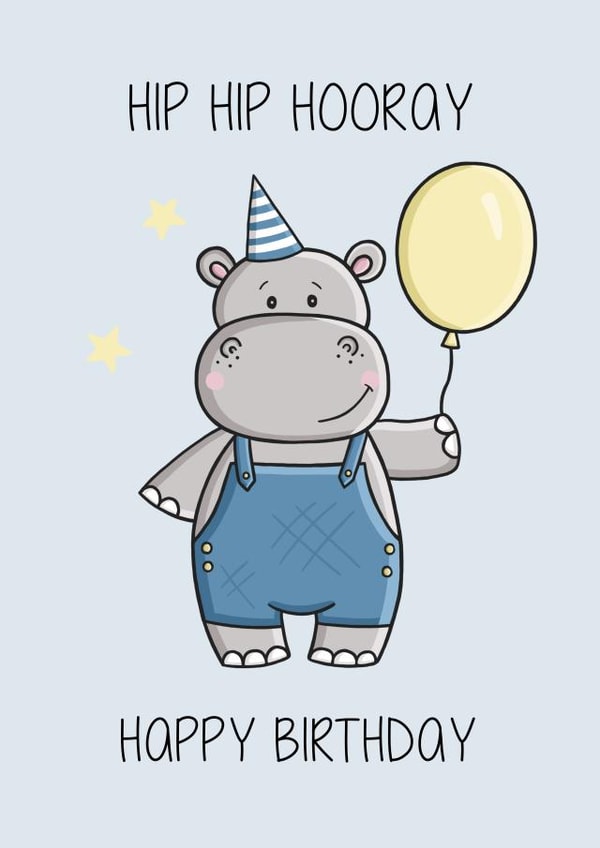 hippo animal Birthday Card 17304 created by Creaternet
