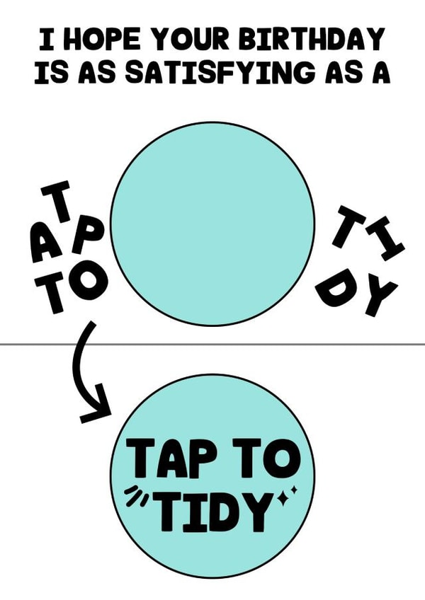 Tap to tidy Stacey Solomon Birthday Card 15869 created by Helen Bicknell