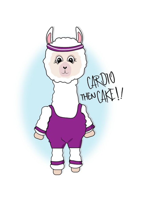 llama fitness Birthday Card 20976 created by Samantha Cavalier