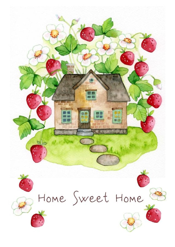 Sweet Strawberry Wishes for New Home Card created by Sini Ezer