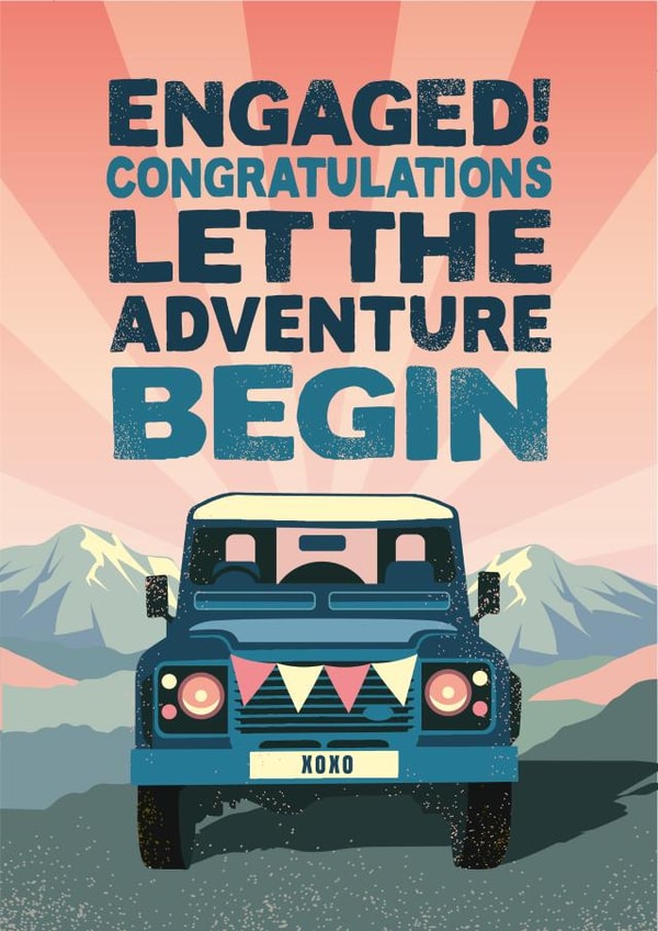 Congratulations on your engagement -  classic Land Rover card created by The Typecast Gallery