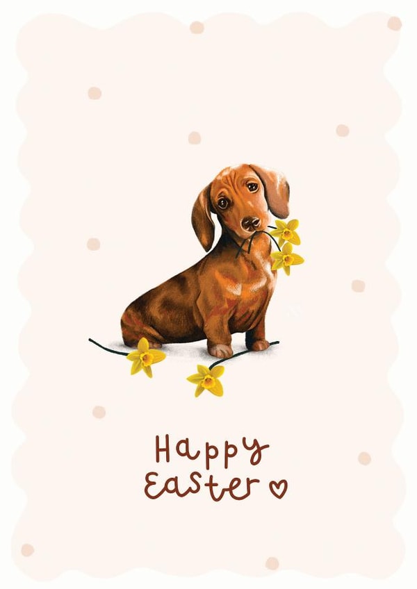 flowers naughty pupp Easter Card 14821 created by Hot Dog greetings