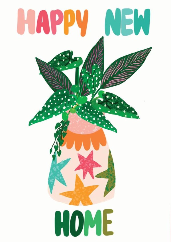 Trendy Plant New Home Card - House Plant - Happy New Home created by Jessica Morgan-Helliwell