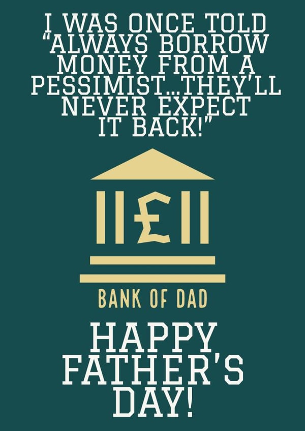 pessimist dad Father's Day Card 35371 created by Knees-up!