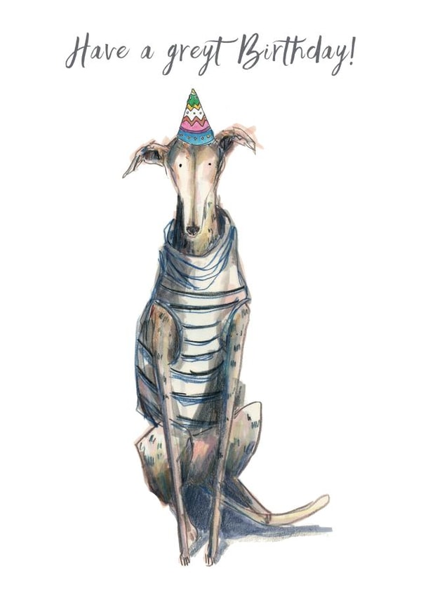 greyhound greyt Birthday Card 9234 created by Harriet Lowther
