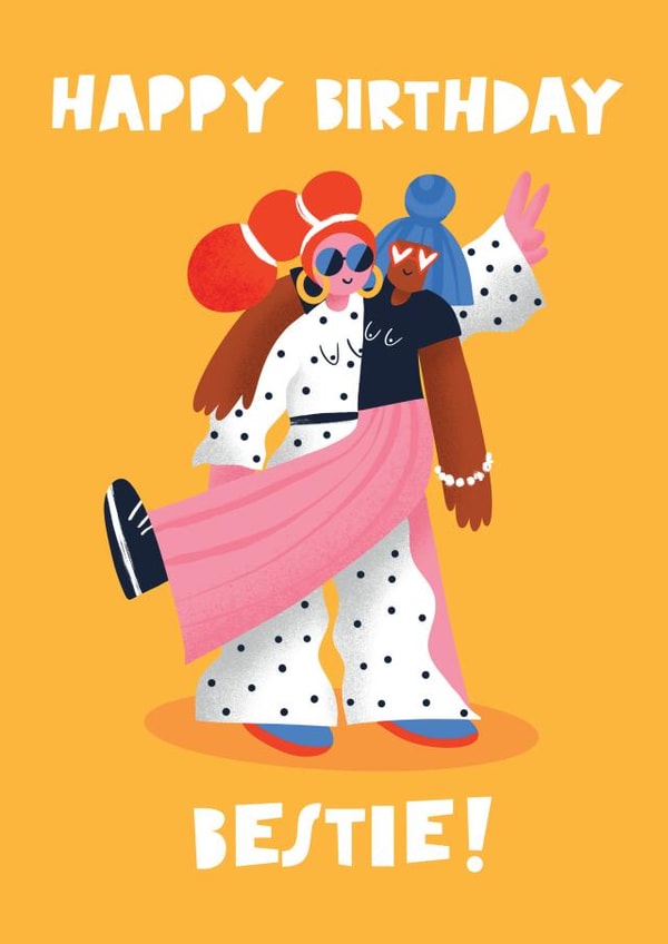 Cute illustrated Bestie Birthday Card created by Lucy Maggie Designs