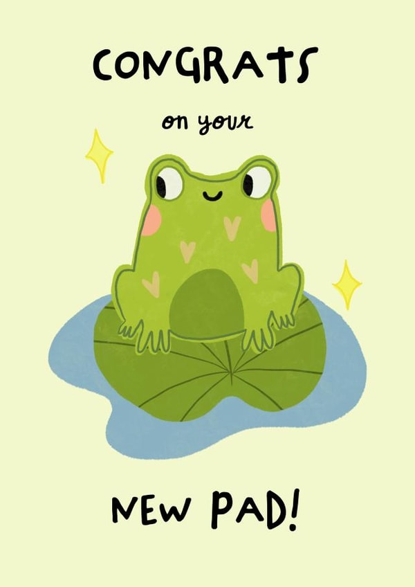 Cute Frog Pun New Home Card - Lily Pad - Congrats On Your New Pad! created by @chlosketch