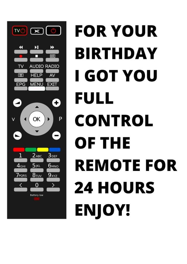 remote tv Birthday Card 22004 created by Sense of Self Designs