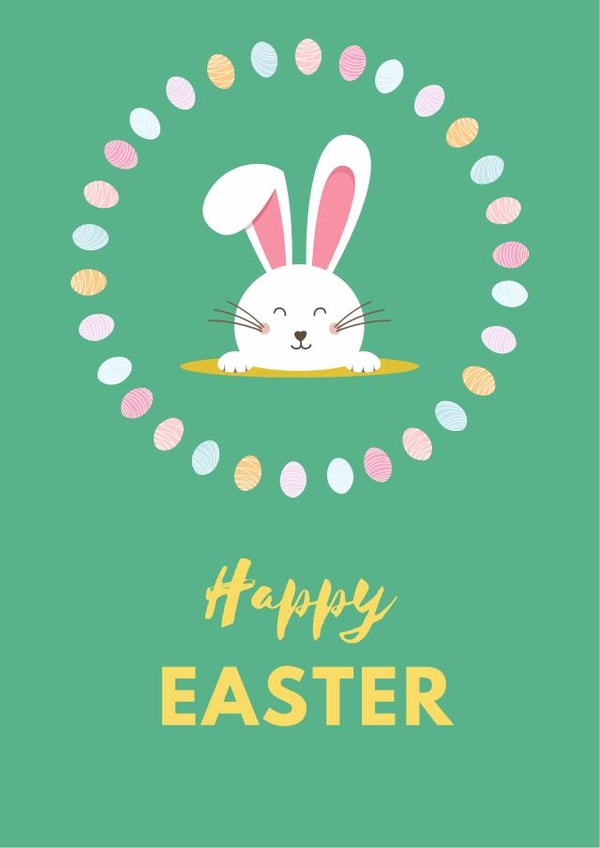 Bunny in an egg wreath Easter Card created by Made Mint Designs