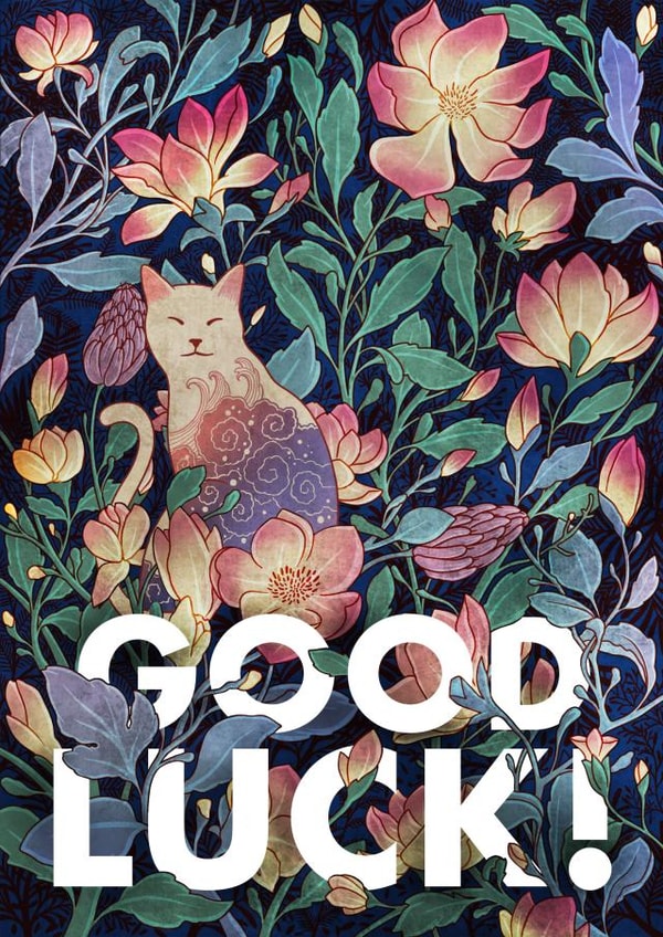 Cat and magnolia good luck created by Roberto Nieto