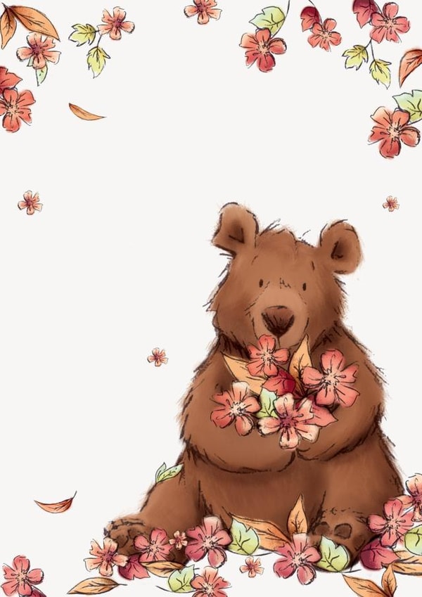 Bear in Blossom created by Jade Lawley Illustration