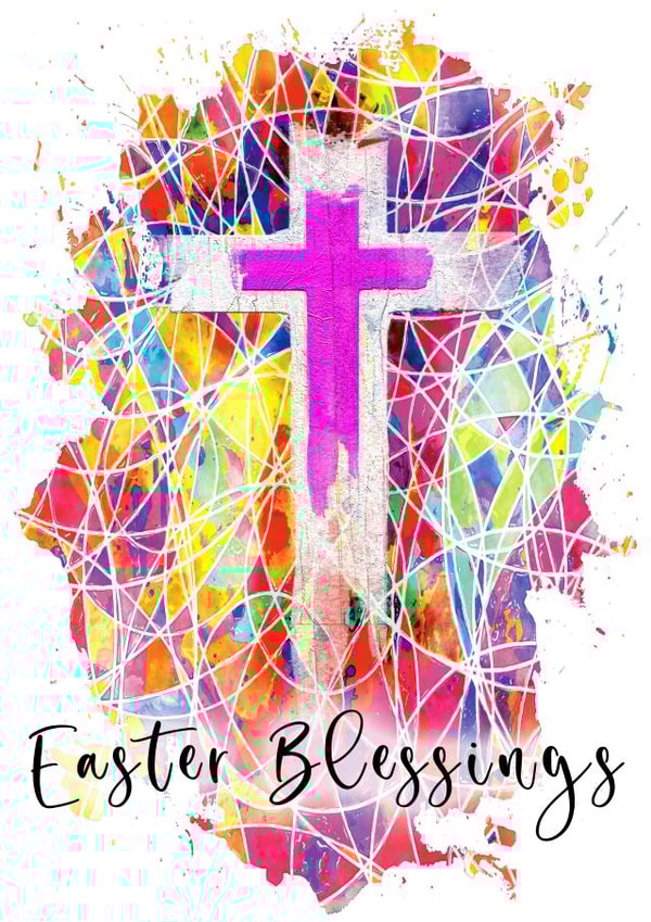 Easter Blessings Card - Stained glass cross created by Kat Pearson