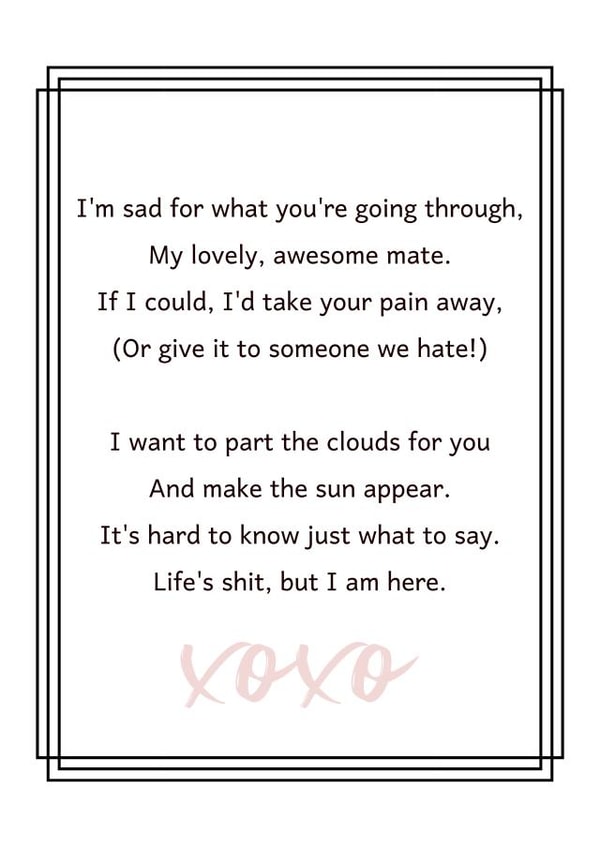 Thinking Of You Card For A Friend Having a Hard Time. created by Rhymes for Reasons