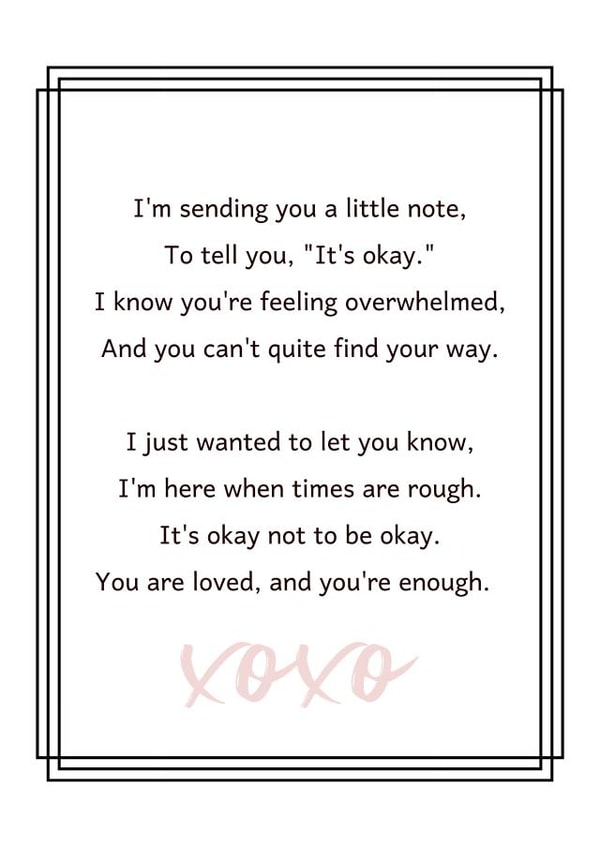 It's Okay Not to be Okay Mental Health Poem Card created by Rhymes for Reasons