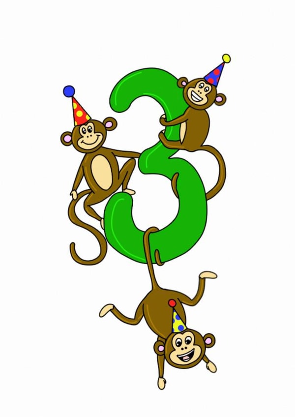 Monkey Birthday Card - 3 Years Old created by Hari & Fox