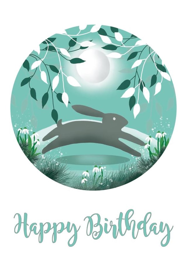 Happy Hare Birthday Card created by HelenFaerieArt