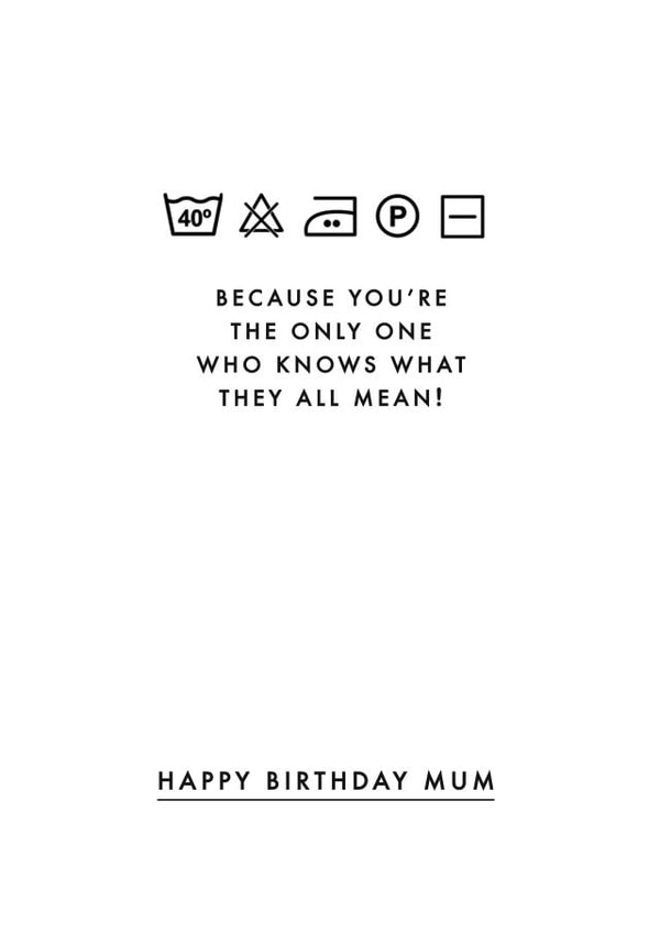 Mum Birthday Joke Washing and Ironing Card created by Jodie Gaul & Co