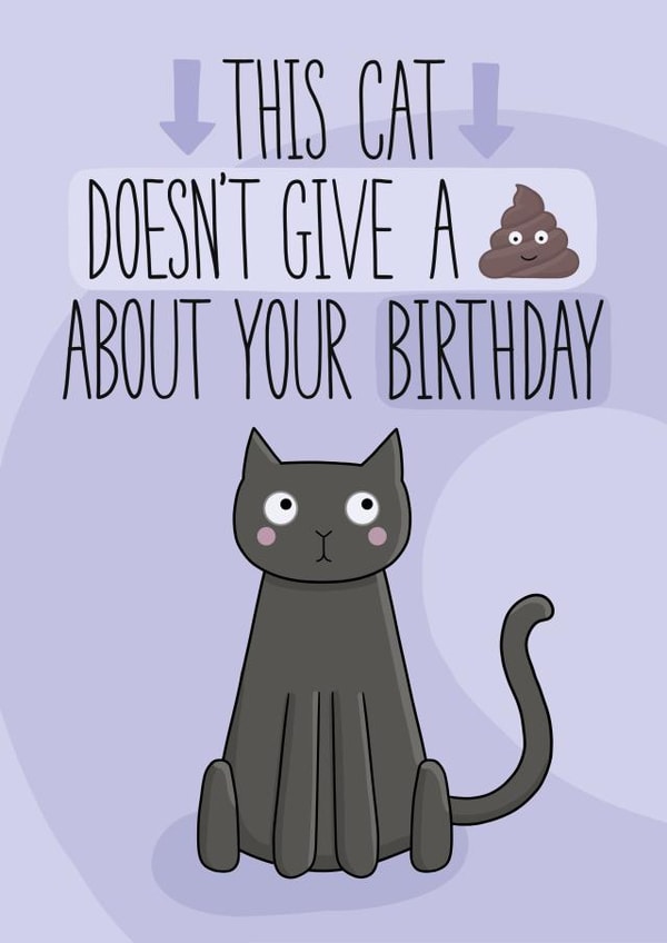 Rude cat birthday card created by Stripy Fish Designs