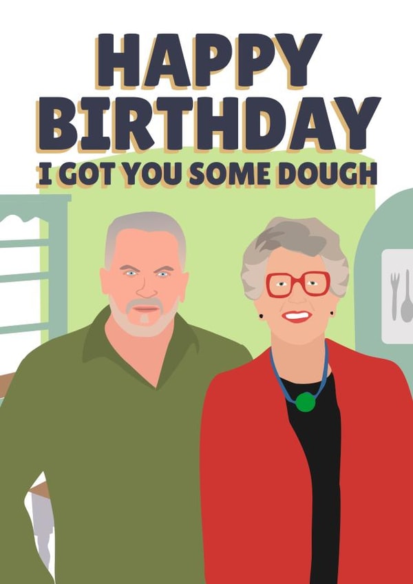 GBBO Prue and Paul Hollywood Birthday Card created by PopDogShop