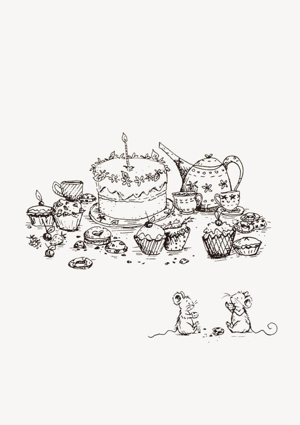 Two Mice at a Tea Party created by Jade Lawley Illustration