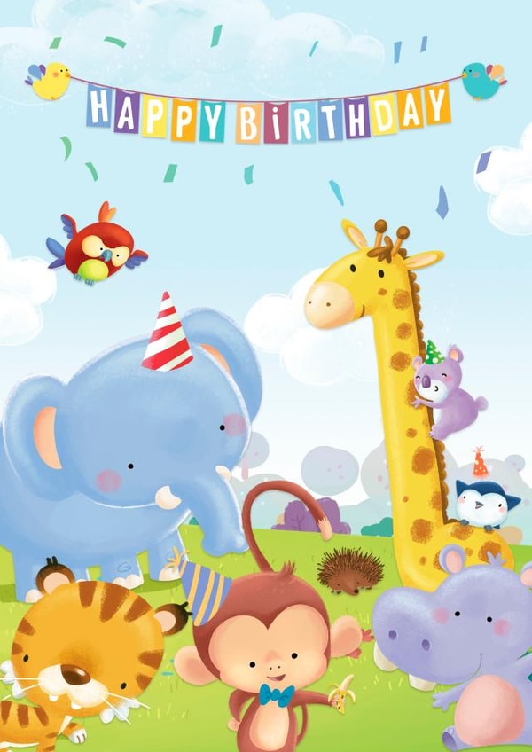 Happy Birthday with animals created by Dibustock