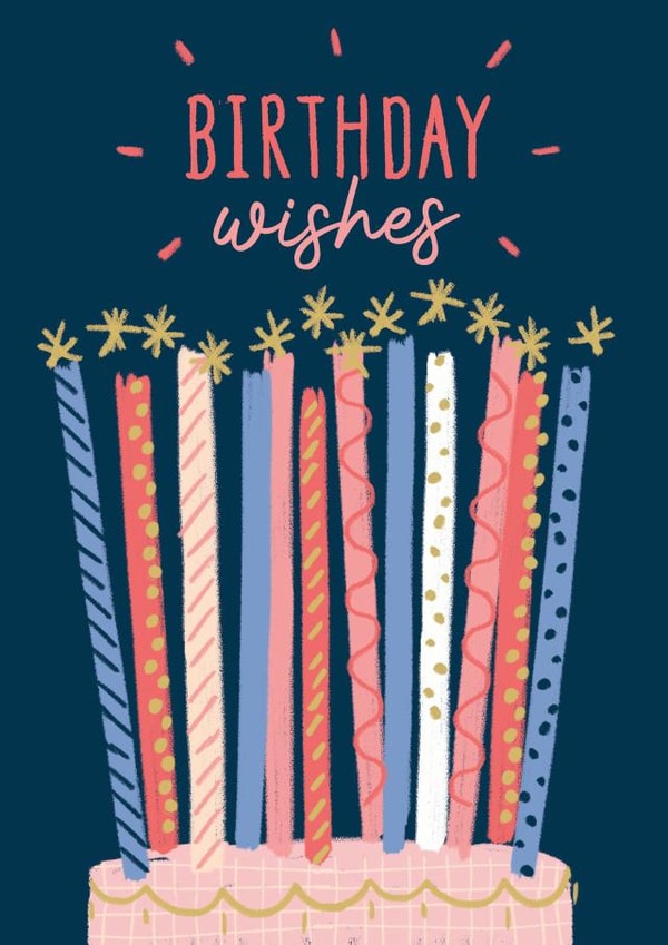 Candles and Cake Birthday wishes card. created by Little Mono