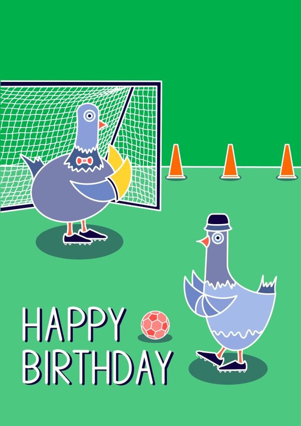 Pigeon football happy birthday card created by Pigeon Pals