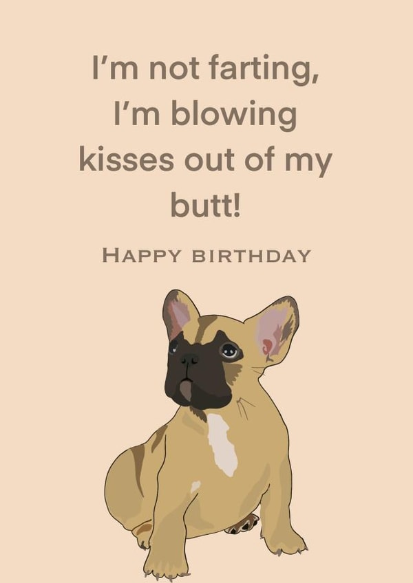 French bulldog farting birthday wishes created by Accidental Artist