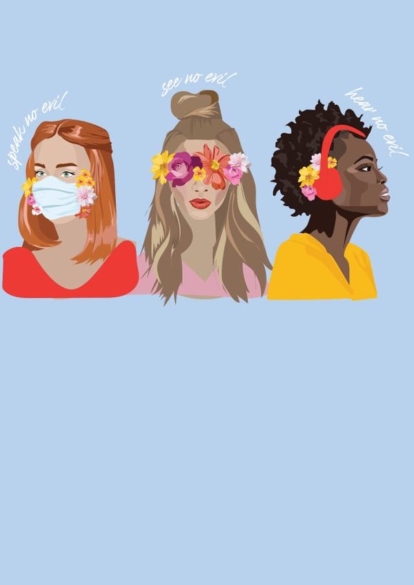 Modern Speak No Evil, See no Evil, Hear no Evil card created by Laura Niles Design