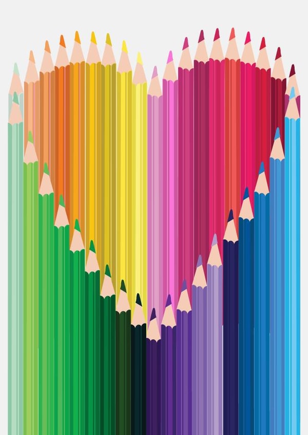 Colourful Crayon Heart Card created by Laura Niles Design