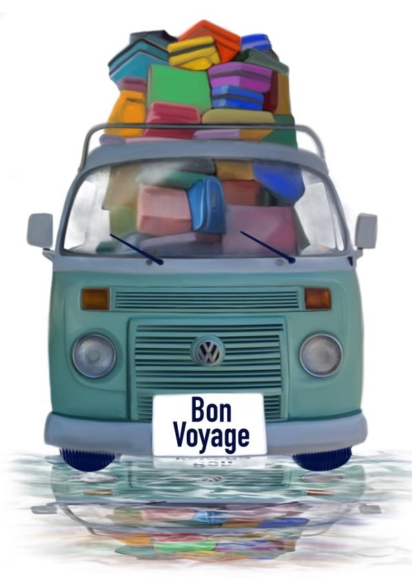 Bon voyage going travelling in VW Campervan created by Julia Griffith
