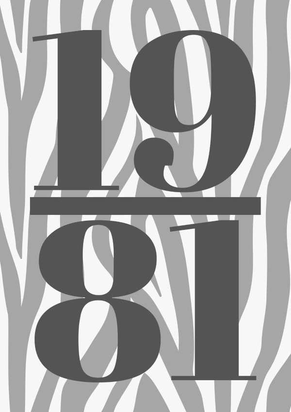 40th Animal Print Birthday Card 1981 created by Jean Lawrie