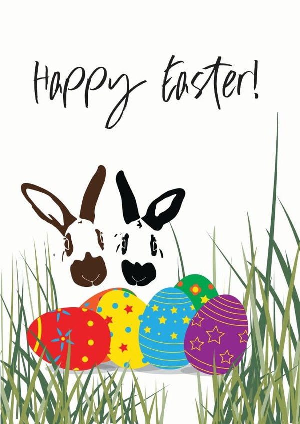 Easter Bunnies and Easter Eggs card created by Jackie Ponwaye Design