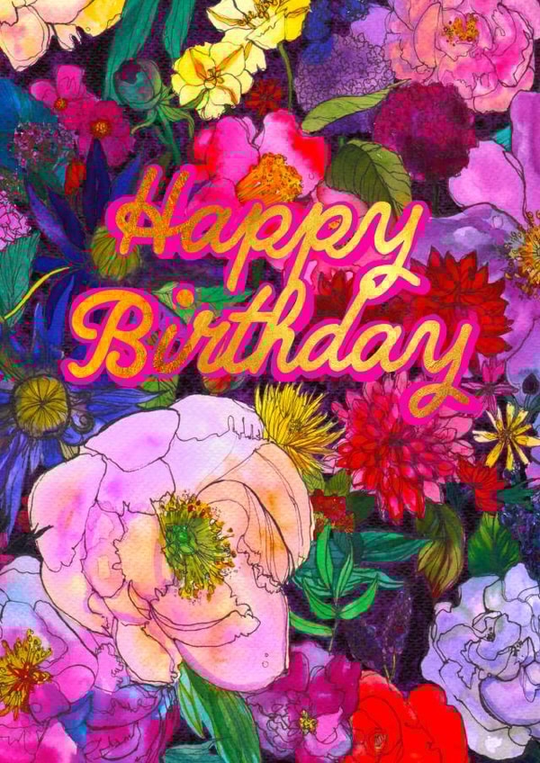 Pretty Birthday Card - Colourful - Flowers created by Marcella Wylie