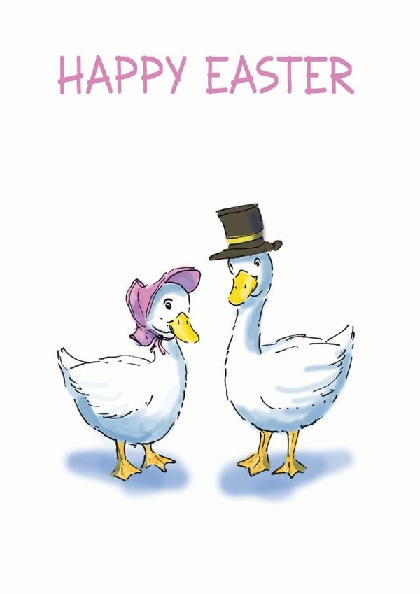 Cute duck illustration easter card created by Richard Marsh Art