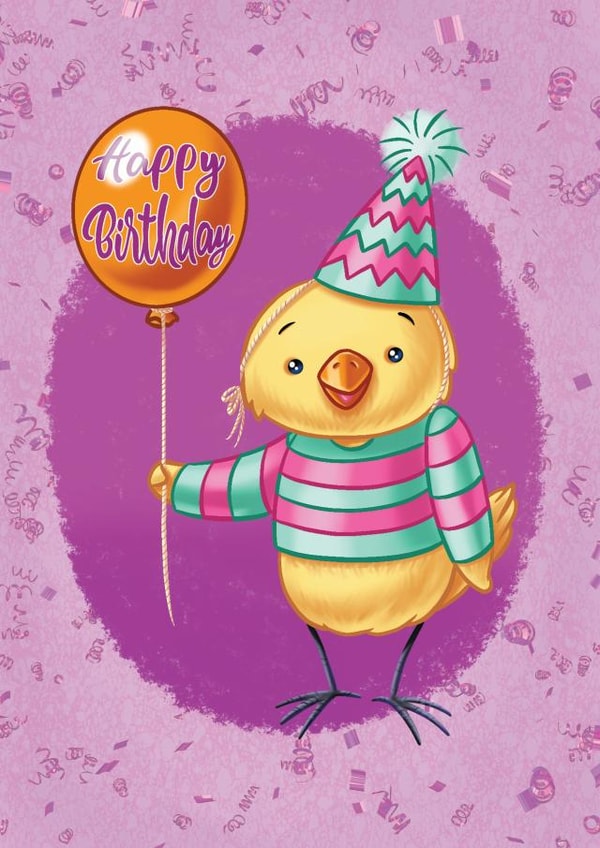 Happy Birthday Chick Card created by Slinkeee Illustration