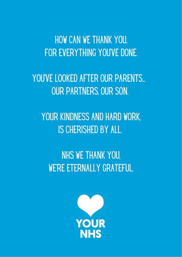 Thank You NHS Poem created by Hannah Green