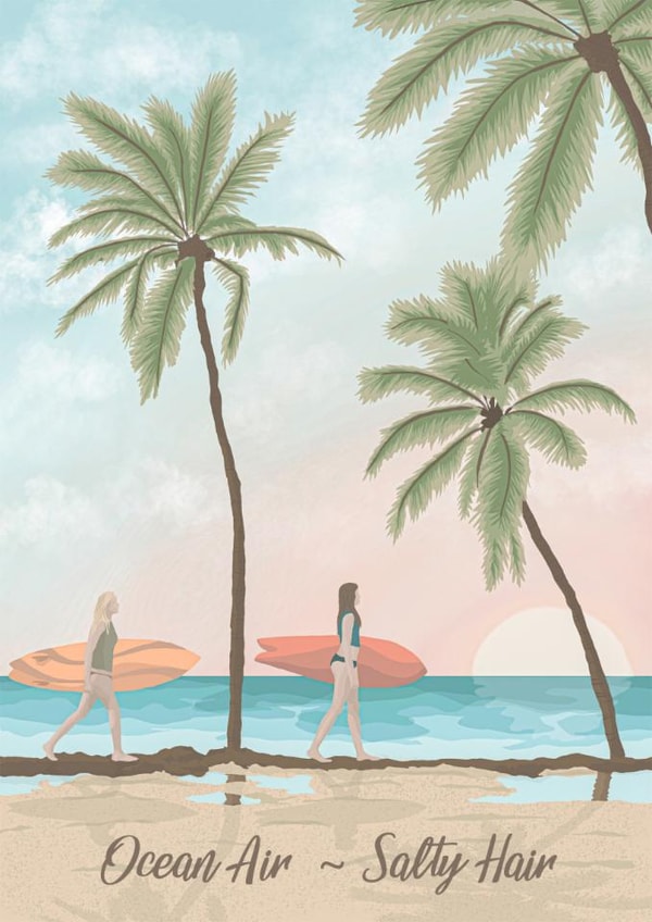 Arty Birthday Card - Ocean Air - Salty Hair created by Alice Howland