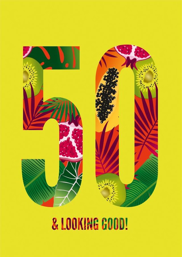 Floral Typography 50th Birthday Card  created by Diva Doodle Designs